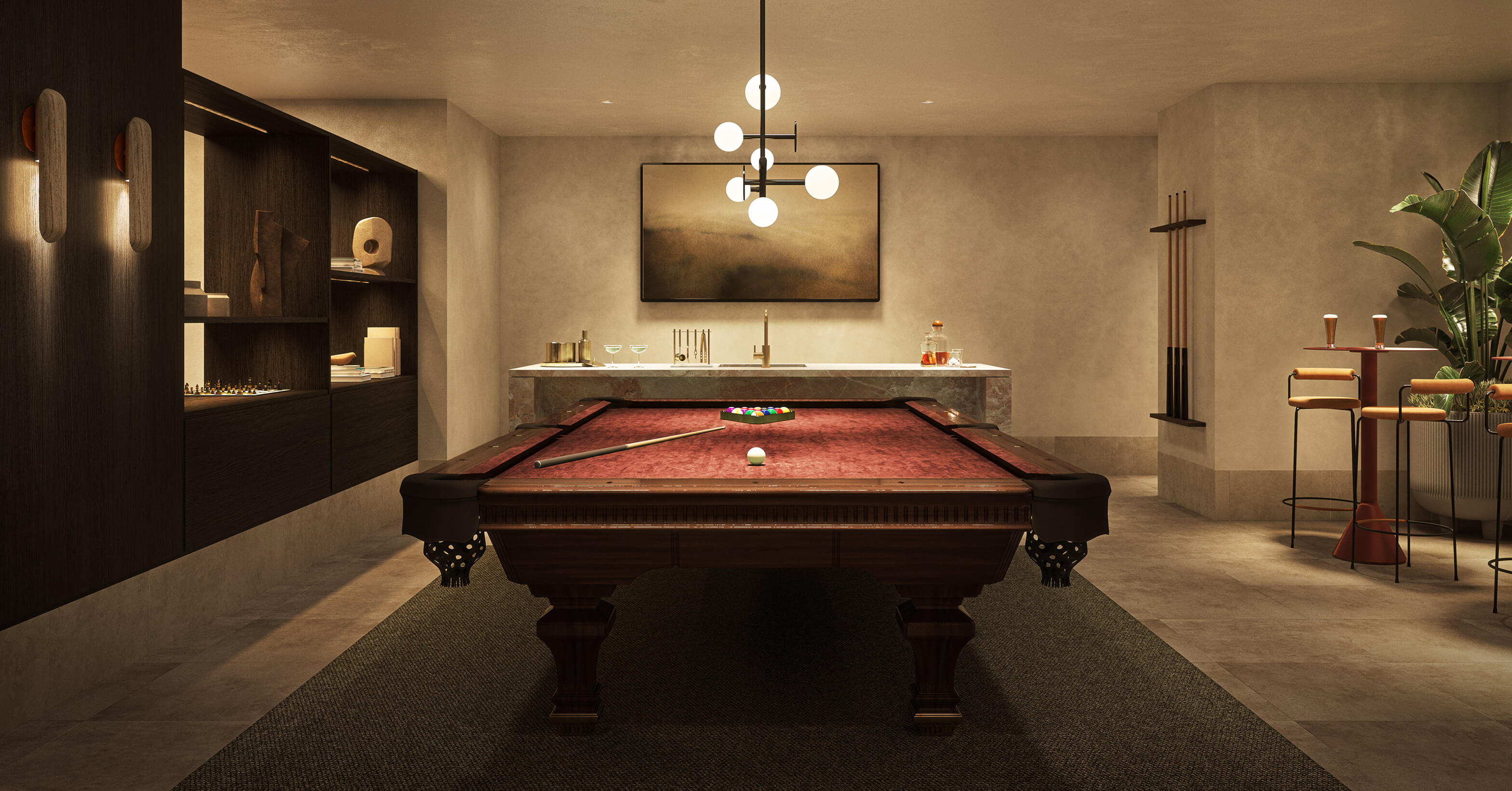 BILLIARDS ROOM, ARTIST IMPRESSION.